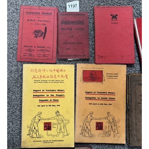 1197 - A quantity of vitage motorcycle instruction books including Scott Flyer Squirrel Matchless, BSA, Vel... 