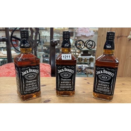 1211 - 3 bottles of Jack Daniels old No.7 & Tennessee whiskey