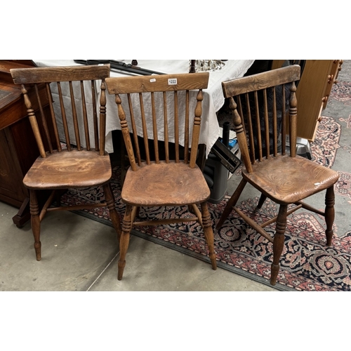 1222 - 3 Victorian elm chairs