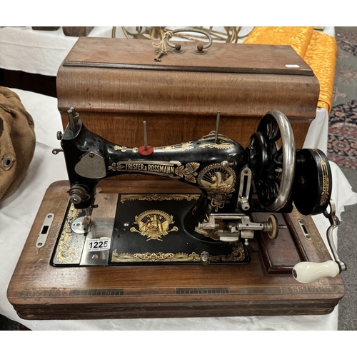 1225 - An early Frister & Rossmann sewing machine with Egyptian revival detailing