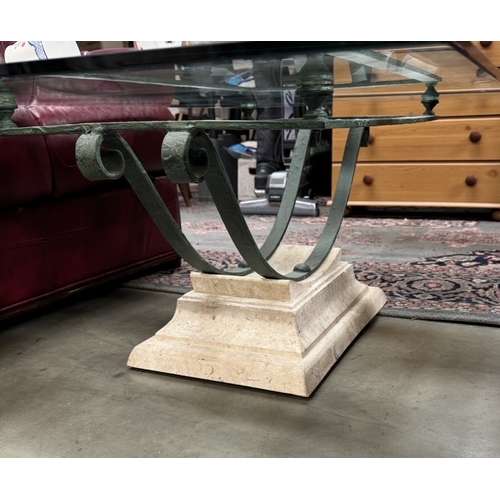 1235 - A glass top coffee table