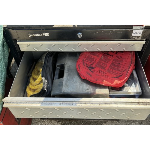 1060H - A Superline Pro metal toolbox with an assortment of tools