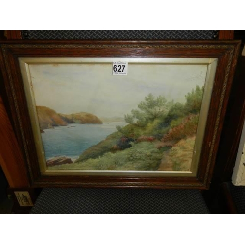 627 - A good framed and glazed watercolour signed J Leach, 1933. COLLECT ONLY.