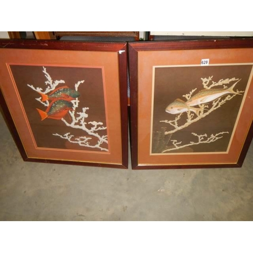 628 - A pair of framed and glazed studies of fish signed Ray Taylor, 1973