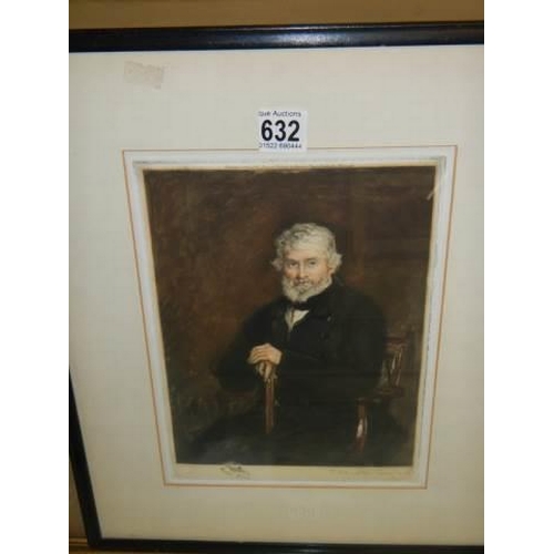 632 - A  framed and glazed portrait print signed T Hamilton Crawford, COLLECT ONLY.