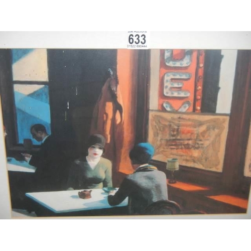 633 - A framed and glazed continental cafe' scene print. COLLECT ONLY.