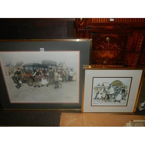 634 - Two framed and glazed prints signed M Chapman. COLLECT ONLY.