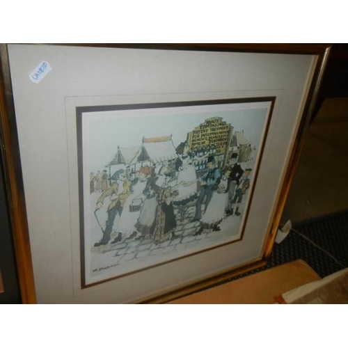 634 - Two framed and glazed prints signed M Chapman. COLLECT ONLY.