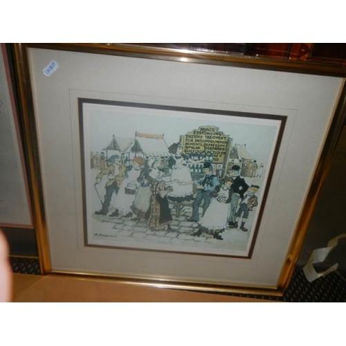 634 - Two framed and glazed prints signed M Chapman. COLLECT ONLY.