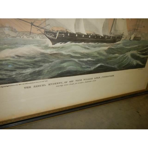 635 - An old framed and glazed engraving seascape by Rasenberg. COLLECT ONLY.