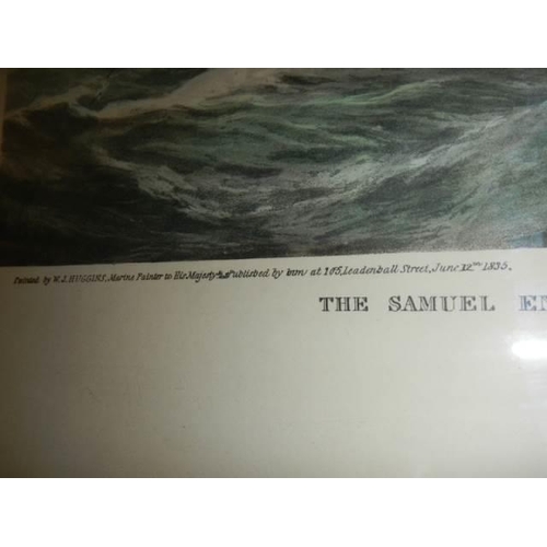 635 - An old framed and glazed engraving seascape by Rasenberg. COLLECT ONLY.