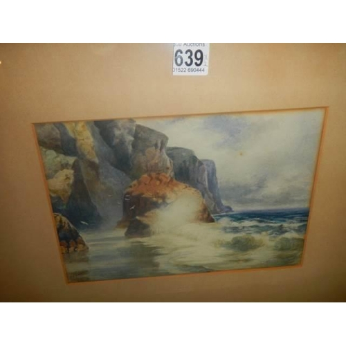 639 - Two framed and glazed coastal scene watercolours, COLLECT ONLY.