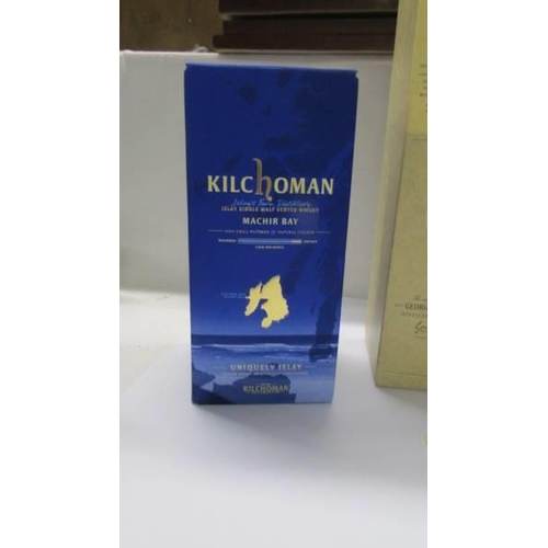 1307 - A Kilchoman Machir Bay whisky, The Glenlivet 12 year whisky and a Bunnhabhain 12 year whisky.