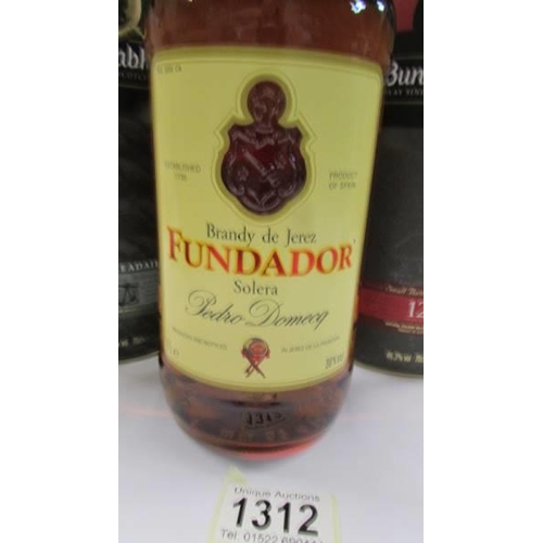 1312 - A Fundador Brandy de Jerez and two Bunnahabhair whisky.