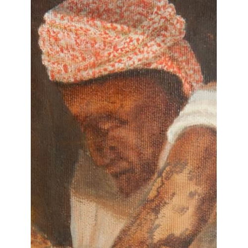 641 - A 20th century oil on canvas depicting an oriental potter, 41 x 51 cm, COLLECT ONLY.