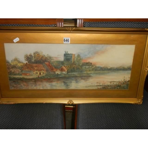 646 - An early 20th century gilt framed and glazed watercolour, Anne Gibbing, 71 x 36 cm.