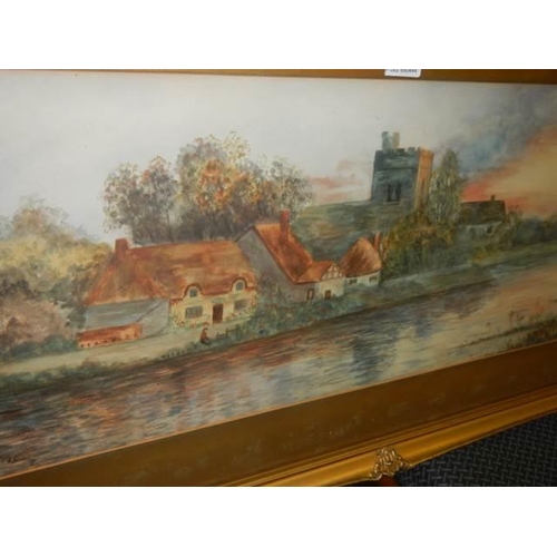 646 - An early 20th century gilt framed and glazed watercolour, Anne Gibbing, 71 x 36 cm.