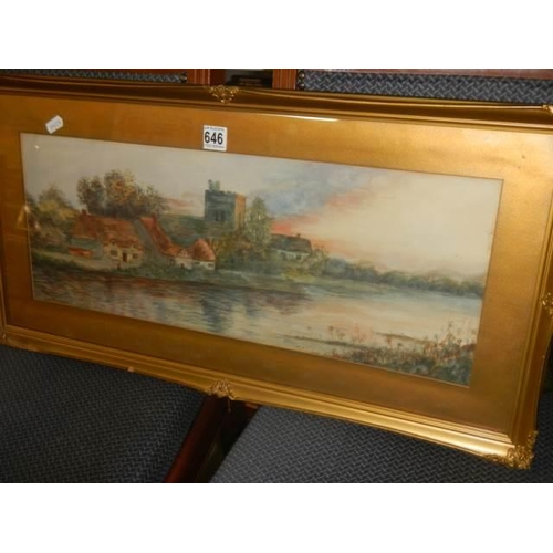 646 - An early 20th century gilt framed and glazed watercolour, Anne Gibbing, 71 x 36 cm.