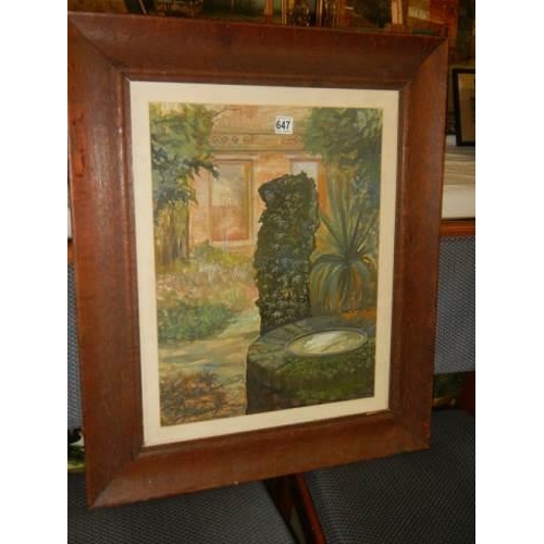 647 - An oak framed and glazed garden scene entitles 'The New Greenhouse' Neville Hickman March 1989. COLL... 