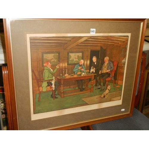 648 - A framed and glazed print entitled 'The Connoiseurs A Glass of Port', 75 x 63 cm.