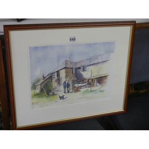 649 - A framed and glazed farmyard scene, Barnes 1994. 52 x 42cm.