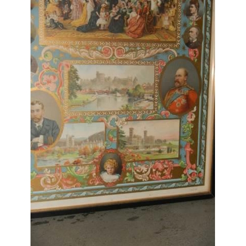 651 - A framed and glazed Queen Victoria print with coloured and gilded finish, 42 x 32 cm, COLLECT ONLY.