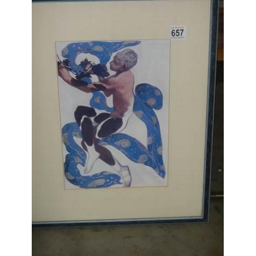 657 - A framed and glazed print entitled 