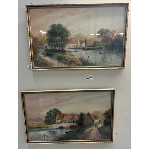 402 - A good pair of mid 20th century signed framed and glazed watercolours, COLLECT ONLY.