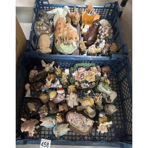 458 - 2 Trays of animal ornaments & other