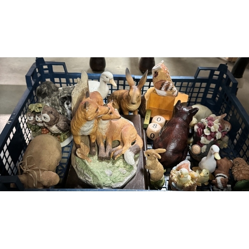 458 - 2 Trays of animal ornaments & other