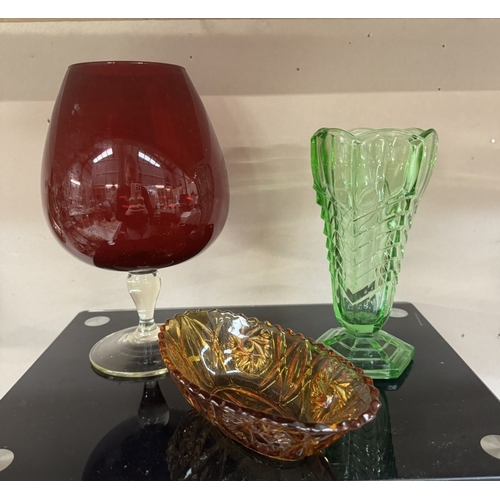 499 - A quantity of coloured glass including Carnival glass