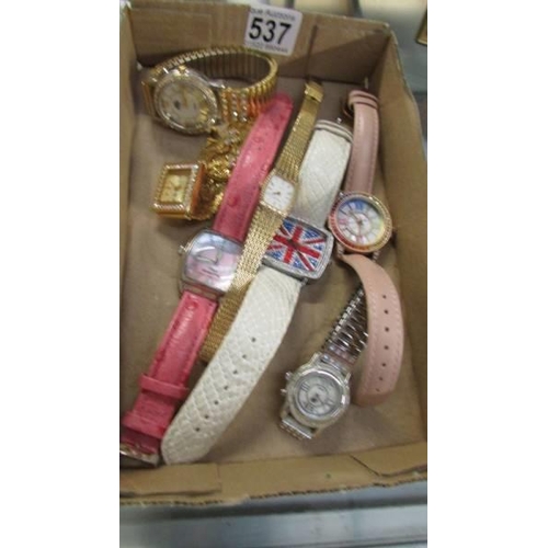 537 - Seven assorted ladies wrist watches.