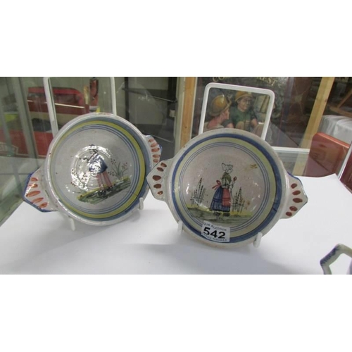 542 - Two 19th century Delft dishes, a/f.