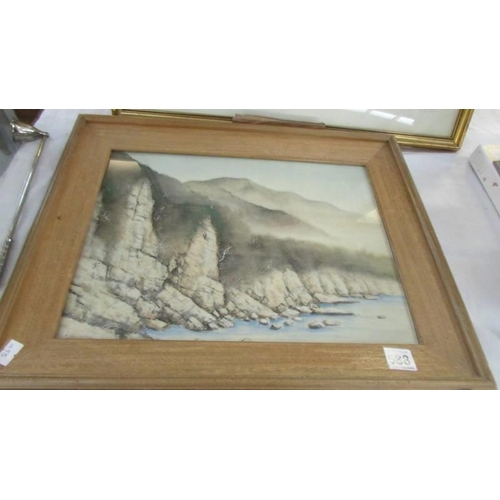 588 - A framed and glazed signed Chinese watercolour, COLLECT ONLY.