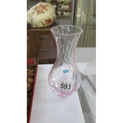 593 - A pink Caithness glass vase.