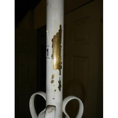 671 - A late Victorian brass standard lamp painted white, COLLECT ONLY.