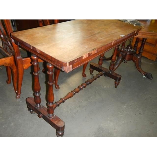 673 - A Victorian rosewood side table (some veneer loss - good restoration project). COLLECT ONLY.