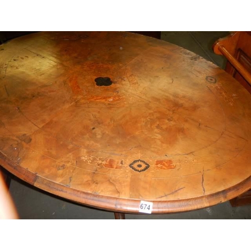 674 - A late Victorian mahogany tip top table on birdcage base, COLLECT ONLY.