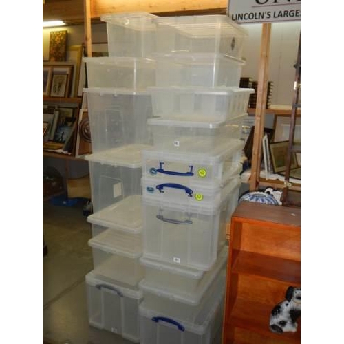 705 - 17 good plastic storage boxes with lids, COLLECT ONLY.