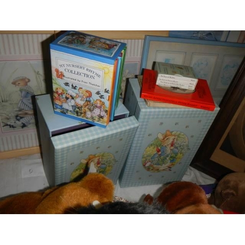 709 - A collection of pictures and books including Beatrix Potter related, COLLECT ONLY.