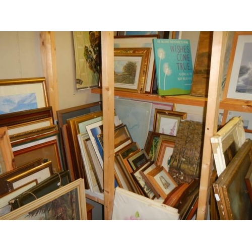 716 - In excess of 100 framed paintings and prints including watercolours, oils on canvas etc., COLLECT ON... 