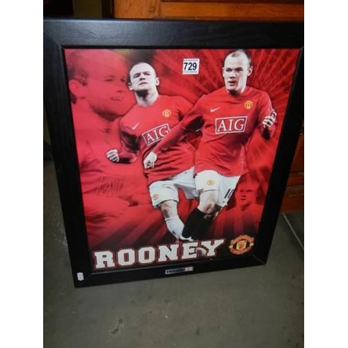 729 - A framed and glazed picture of Wayne Rooney, COLLECT ONLY.