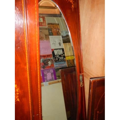 742 - A Victorian mahogany inlaid wardrobe, a/f.   COLLECT ONLY.