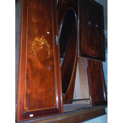 742 - A Victorian mahogany inlaid wardrobe, a/f.   COLLECT ONLY.