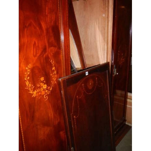 742 - A Victorian mahogany inlaid wardrobe, a/f.   COLLECT ONLY.