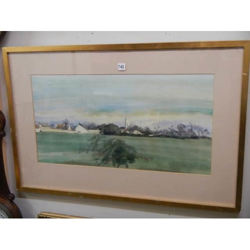 745 - A framed and glazed landscape study, COLLECT ONLY.