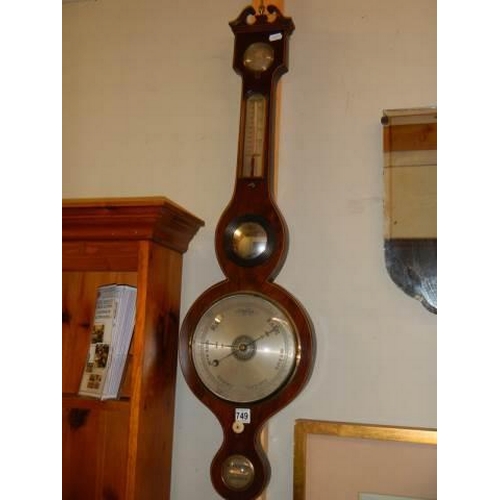 749 - A good Victorian mahogany barometer, COLLECT ONLY.