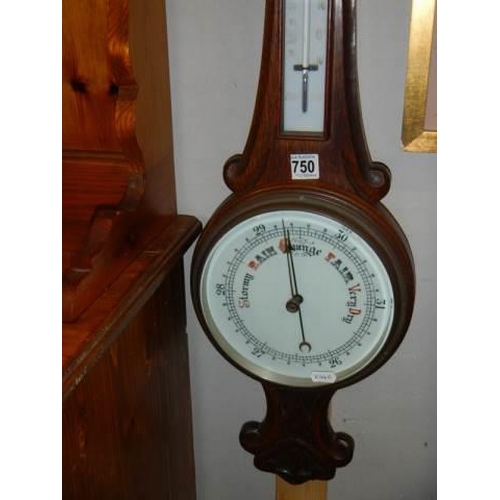 750 - An Edwardian oak barometer, COLLECT ONLY.