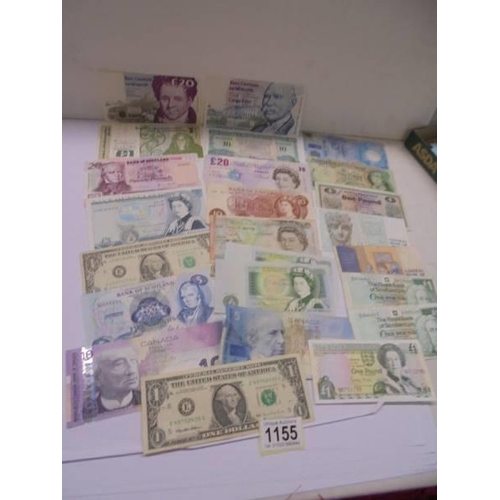 A collection of England, Scotland and Ireland bank notes.