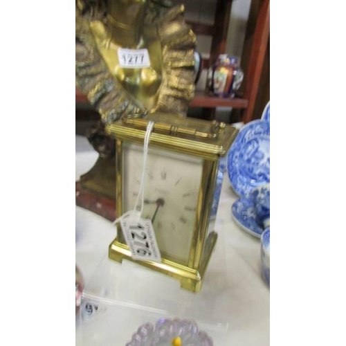 1276 - A brass carriage clock.